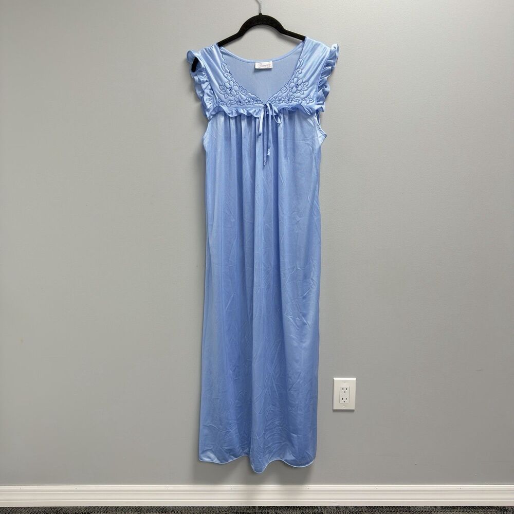 Vintage Womens Dream Away Nightgown Sleepwear Lingerie Blue House Dress S/M